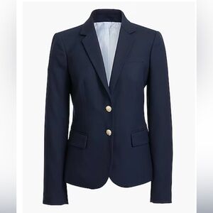 J. Crew Factory Original Schoolboy Navy Blazer with Blue-White Striped Lining